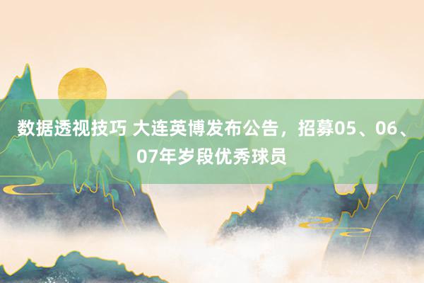 数据透视技巧 大连英博发布公告，招募05、06、07年岁段优秀球员