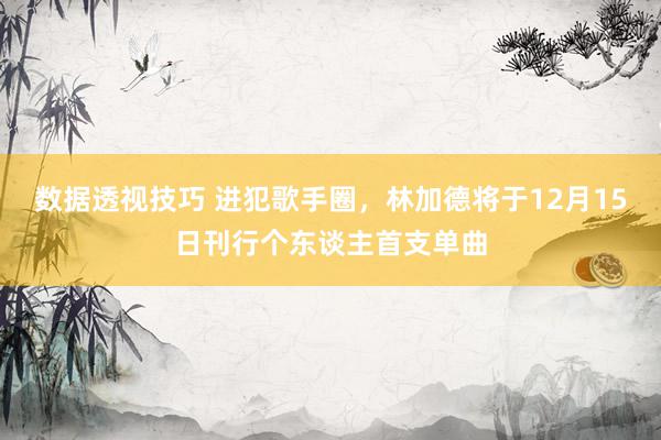 数据透视技巧 进犯歌手圈，林加德将于12月15日刊行个东谈主首支单曲