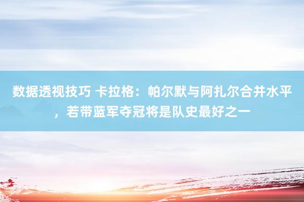 数据透视技巧 卡拉格：帕尔默与阿扎尔合并水平，若带蓝军夺冠将是队史最好之一