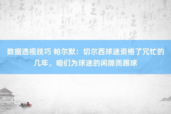 数据透视技巧 帕尔默：切尔西球迷资格了冗忙的几年，咱们为球迷